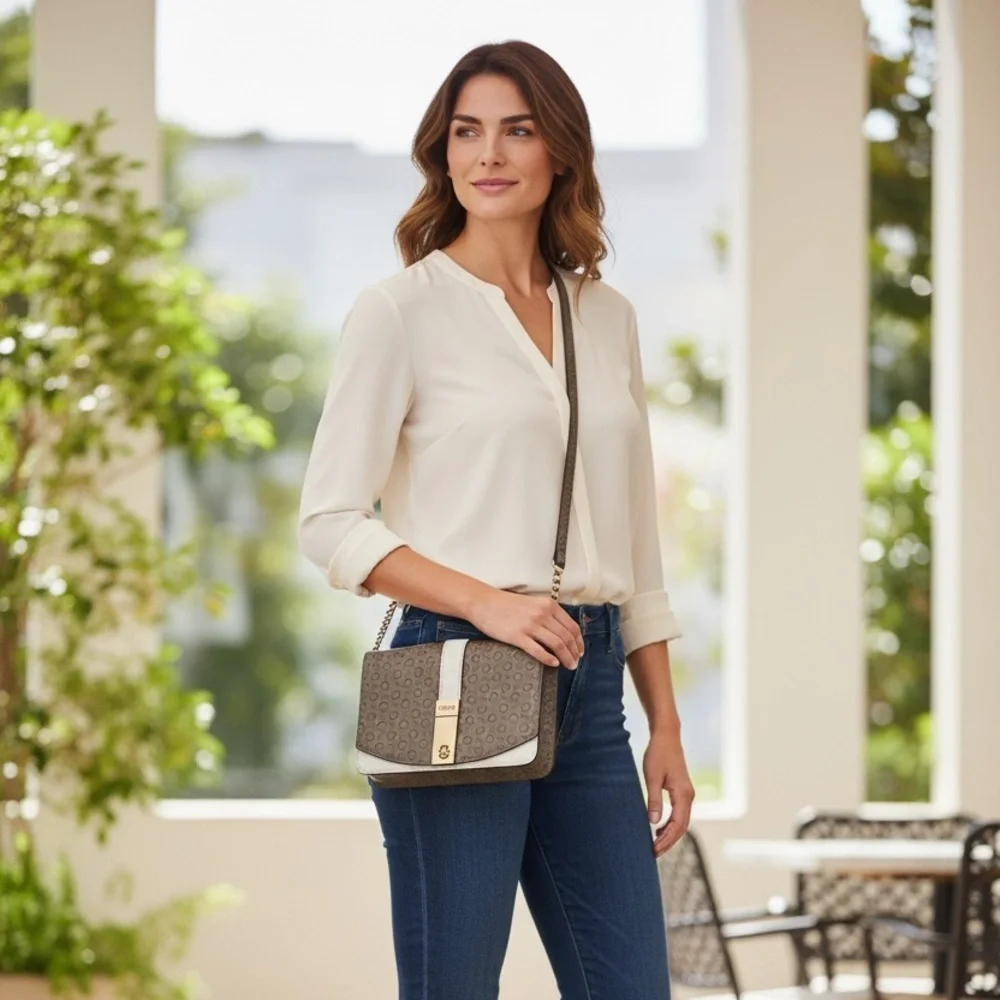 Brown White G by GUESS Los Angeles Crossbody Bag